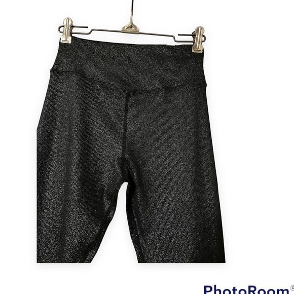 gb girls leggings M black sparkle sparkly silver medium EUC pocket​ - Picture 3 of 7